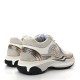 CHANEL Fabric Laminated Calfskin Stretch CC Womens Sneakers 37 White Gold Silver CHANEL Fabric Laminated Calfskin Stretch CC Womens Sneakers 37 White Gold Silver