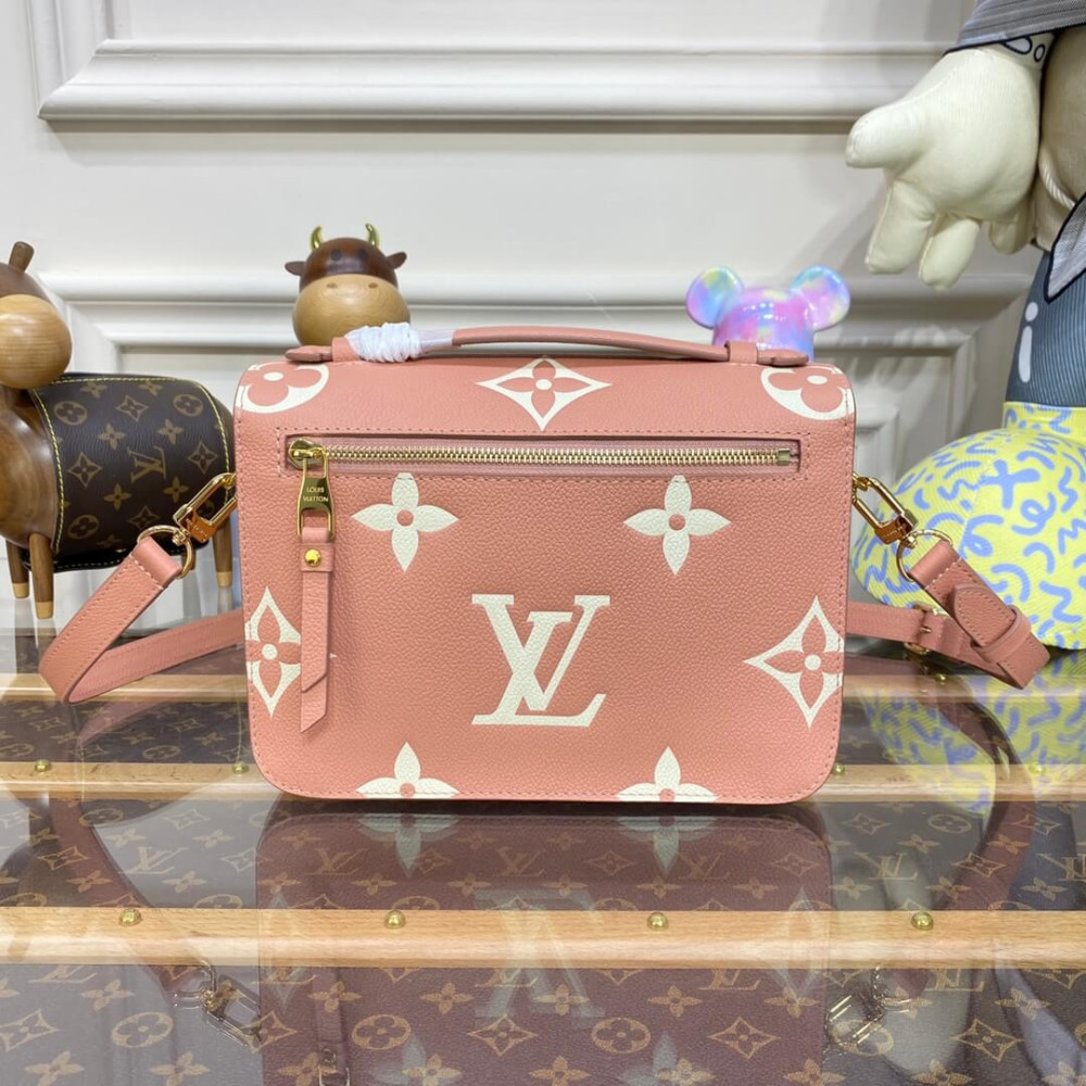 Louis Vuitton Monogram Empreinte Pochette Metis M46302 Pink/Cream Louis Vuitton Monogram Empreinte Pochette Metis M46302 Pink/Cream