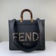 Fendi Sunshine Medium Python Embossed Logo Dark Grey Tote 8BH386 Fendi Sunshine Medium Python Embossed Logo Dark Grey Tote 8BH386
