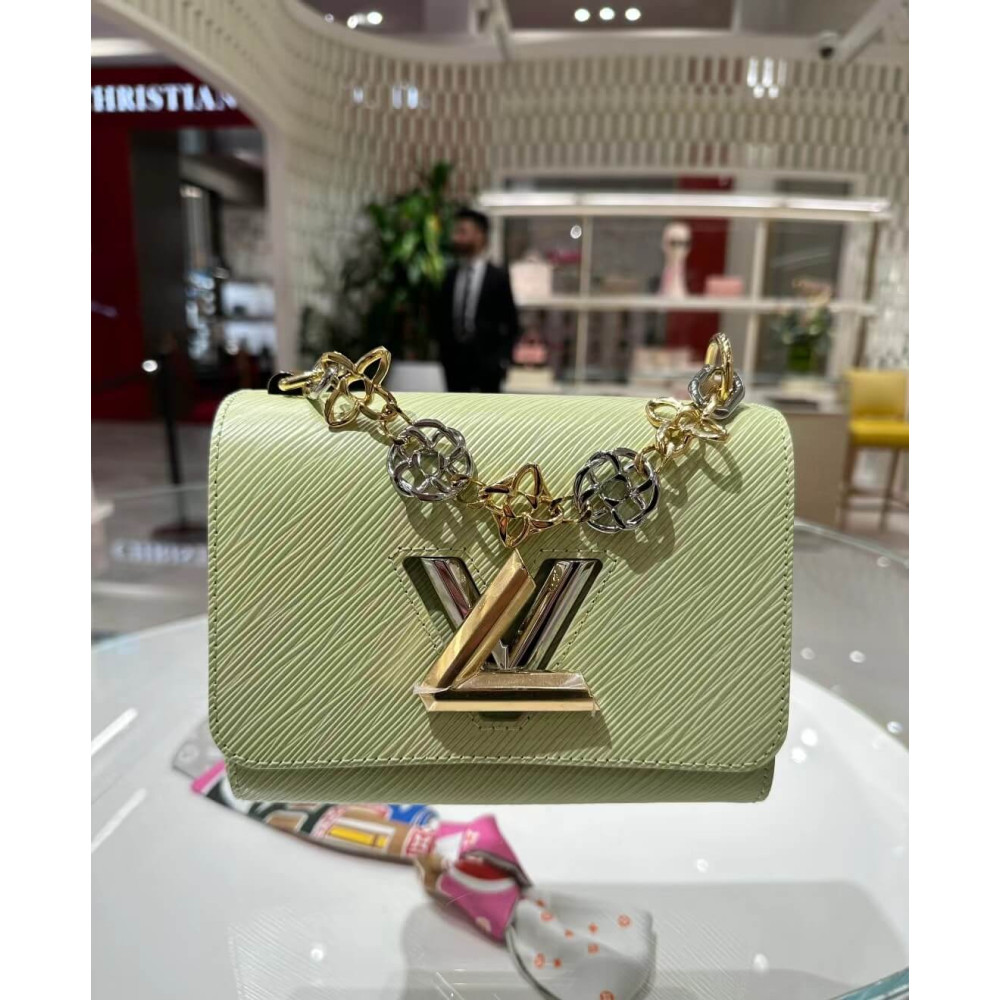 Louis Vuitton Epi Leather Twist PM with Monogram Flowers Chain Louis Vuitton Epi Leather Twist PM with Monogram Flowers Chain