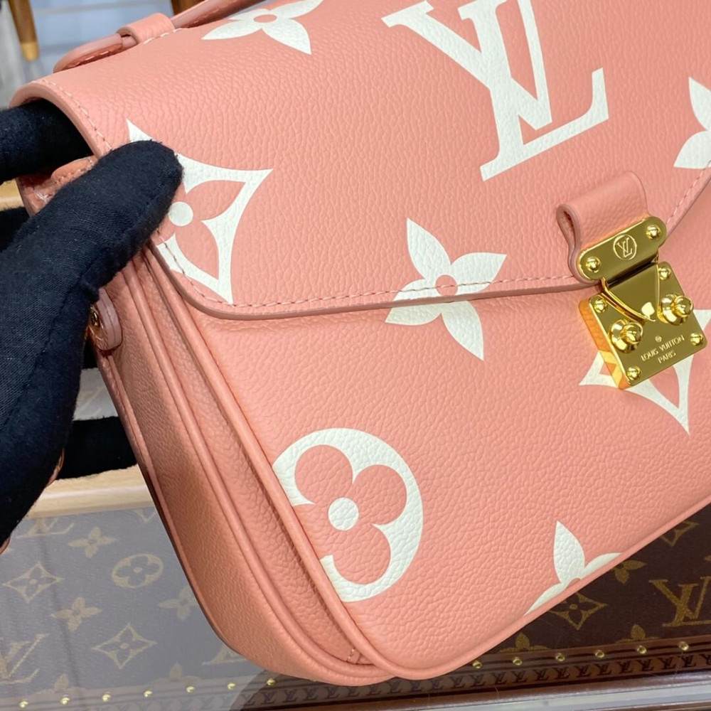 Louis Vuitton Monogram Empreinte Pochette Metis M46302 Pink/Cream Louis Vuitton Monogram Empreinte Pochette Metis M46302 Pink/Cream