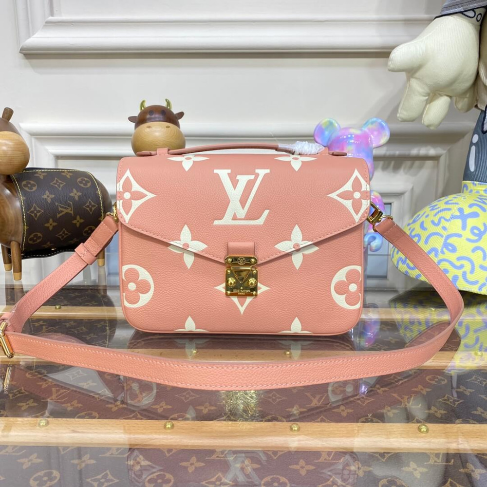 Louis Vuitton Monogram Empreinte Pochette Metis M46302 Pink/Cream Louis Vuitton Monogram Empreinte Pochette Metis M46302 Pink/Cream
