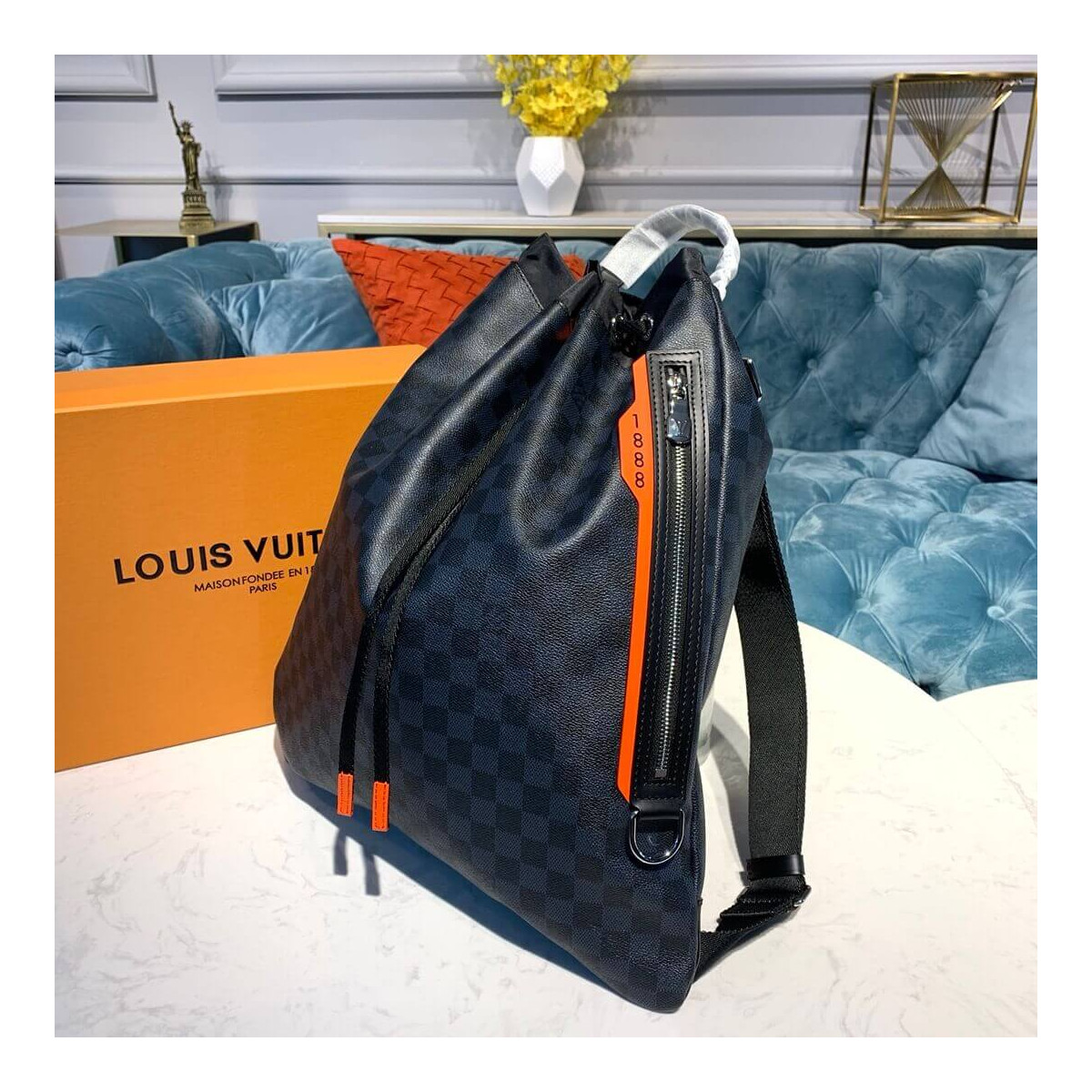 Louis Vuitton Damier Cobalt Drawstring Backpack N40170 Louis Vuitton Damier Cobalt Drawstring Backpack N40170