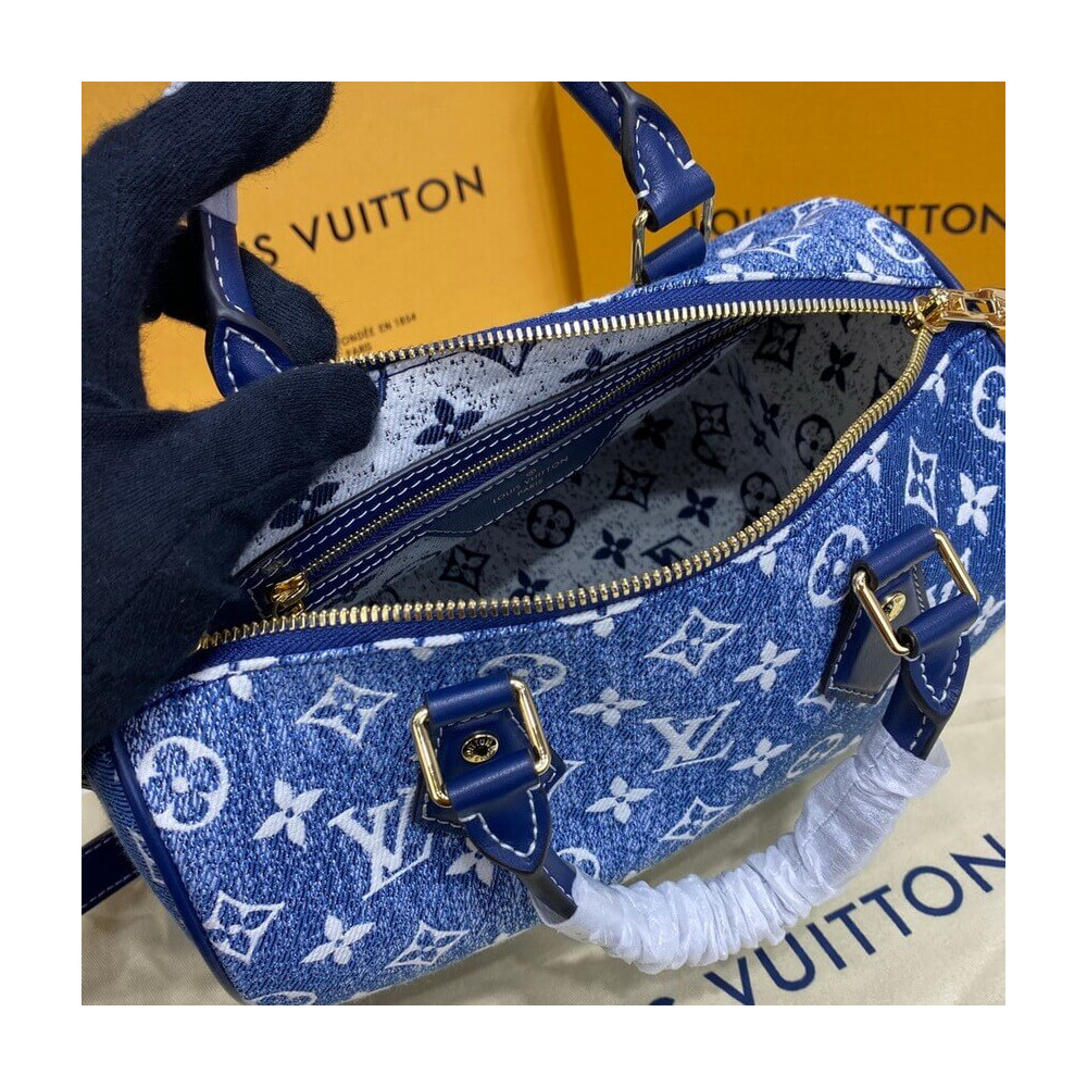 Louis Vuitton Monogram Jacquard Denim Speedy Bandouliere 25 M59609 Louis Vuitton Monogram Jacquard Denim Speedy Bandouliere 25 M59609