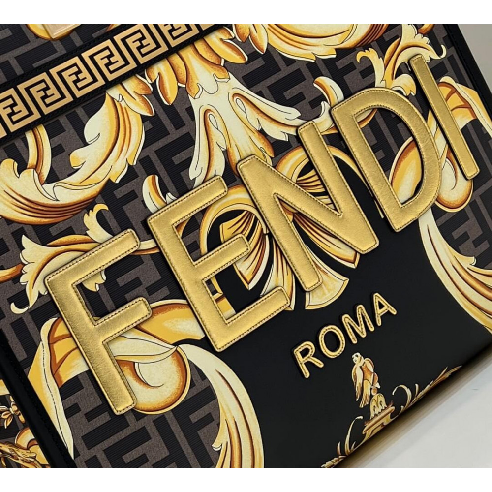 Fendace Sunshine Medium Tote Bag 1006675 Gold/Black Fendace Sunshine Medium Tote Bag 1006675 Gold/Black