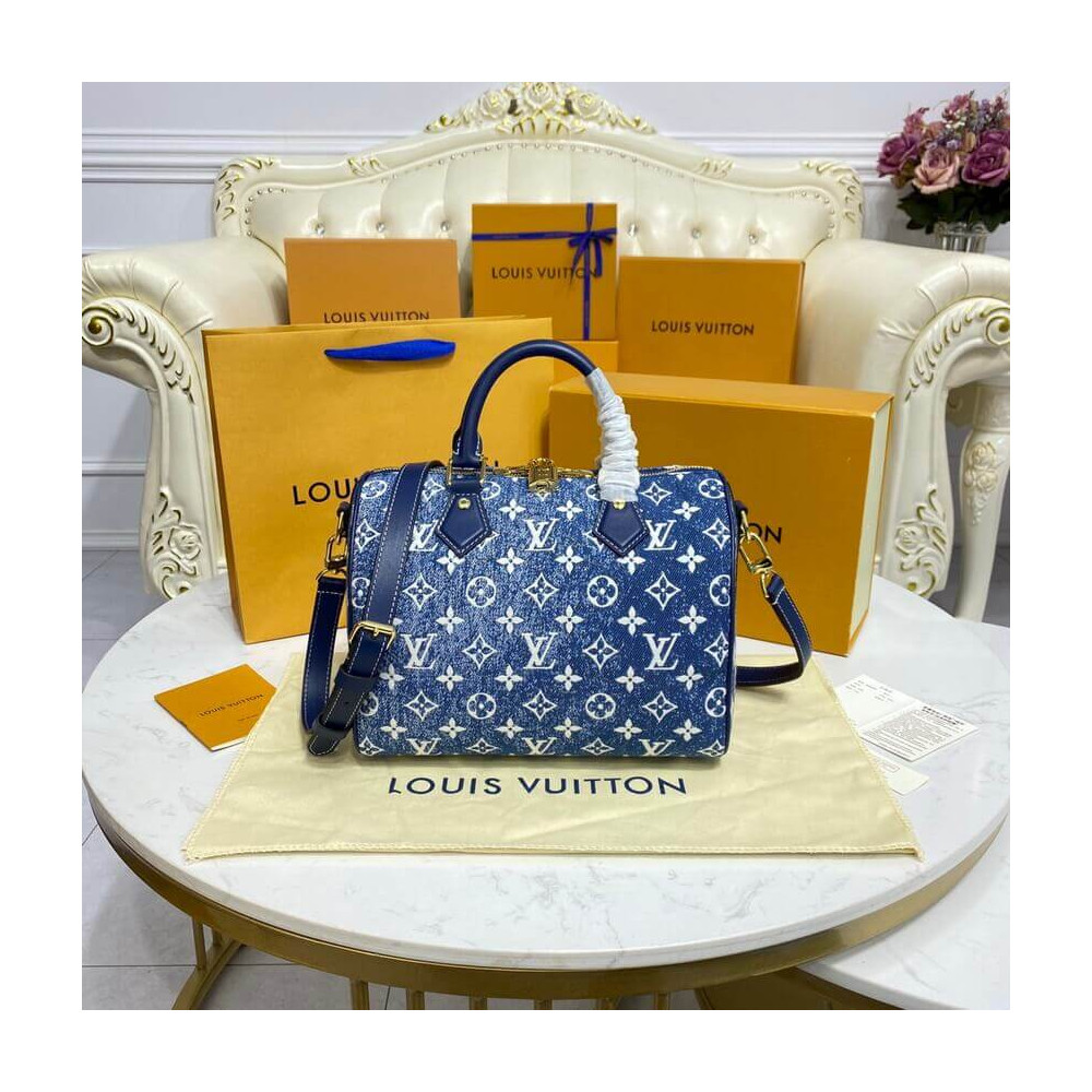 Louis Vuitton Monogram Jacquard Denim Speedy Bandouliere 25 M59609 Louis Vuitton Monogram Jacquard Denim Speedy Bandouliere 25 M59609