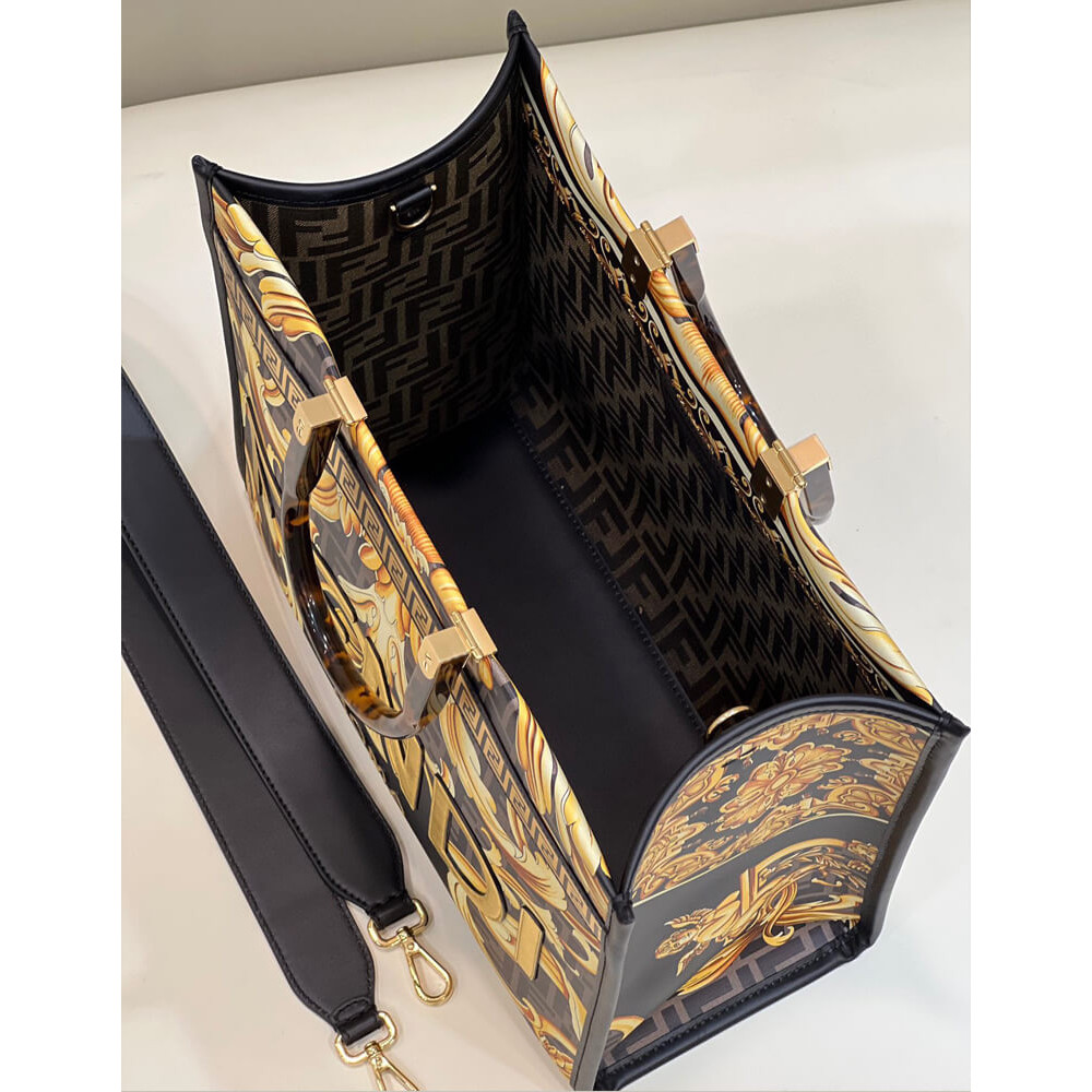 Fendace Sunshine Medium Tote Bag 1006675 Gold/Black Fendace Sunshine Medium Tote Bag 1006675 Gold/Black