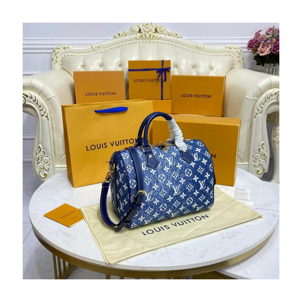 Louis Vuitton Monogram Jacquard Denim Speedy Bandouliere 25 M59609 Louis Vuitton Monogram Jacquard Denim Speedy Bandouliere 25 M59609