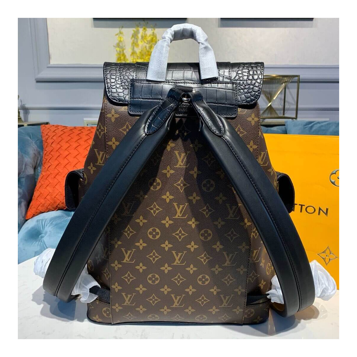 Louis Vuitton Monogram and Crocodile Mat Christopher PM Backpack M43735 Louis Vuitton Monogram and Crocodile Mat Christopher PM Backpack M43735