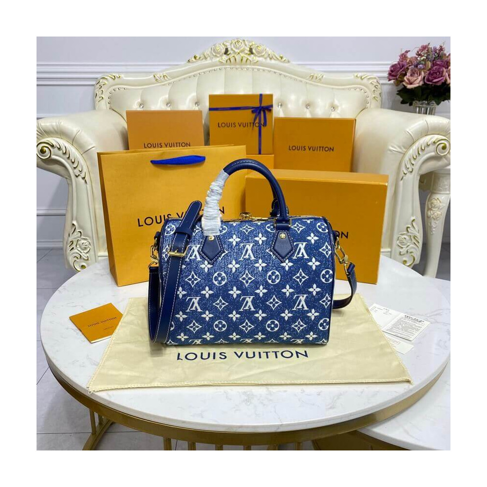 Louis Vuitton Monogram Jacquard Denim Speedy Bandouliere 25 M59609 Louis Vuitton Monogram Jacquard Denim Speedy Bandouliere 25 M59609