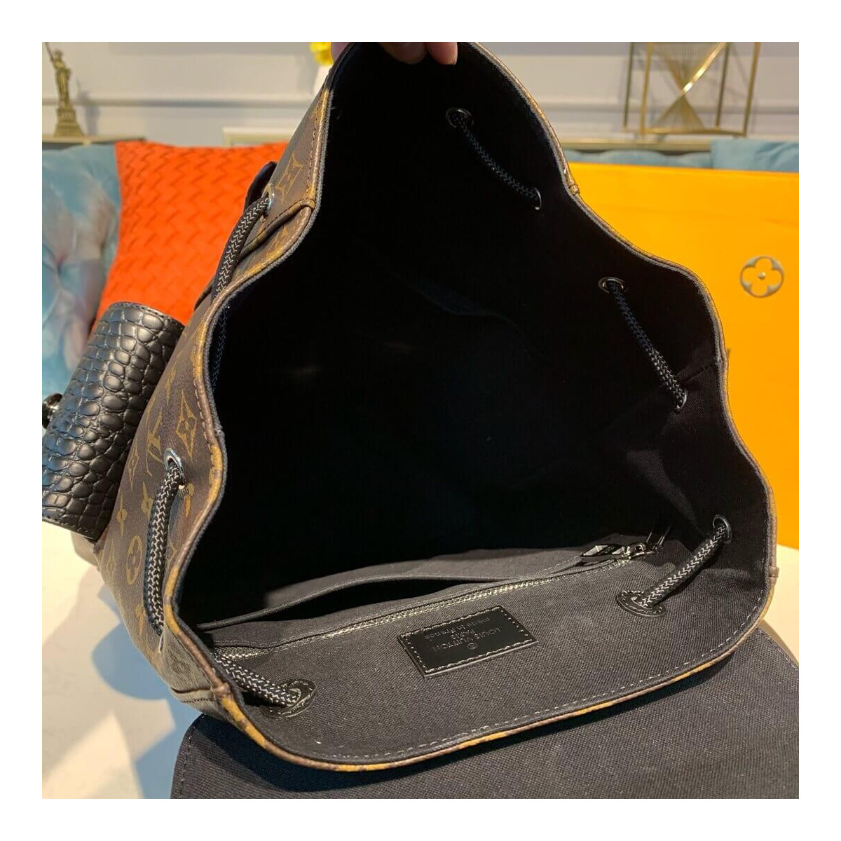Louis Vuitton Monogram and Crocodile Mat Christopher PM Backpack M43735 Louis Vuitton Monogram and Crocodile Mat Christopher PM Backpack M43735