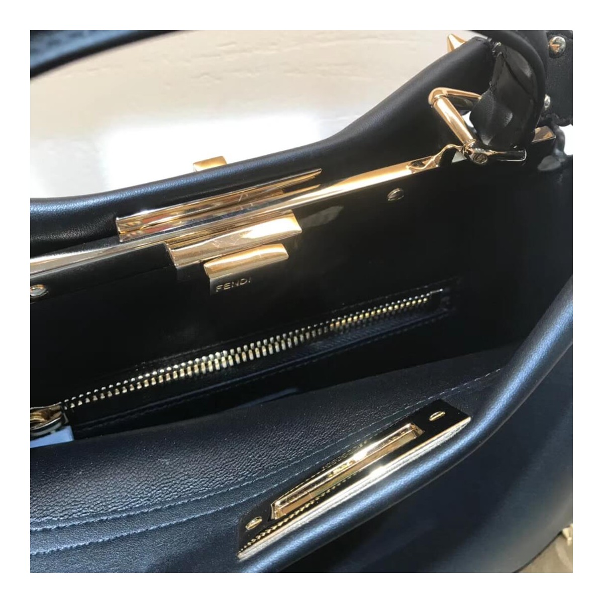 Fendi Peekaboo Medium with Metal-Plated Micro Studs 8BN290 Fendi Peekaboo Medium with Metal-Plated Micro Studs 8BN290