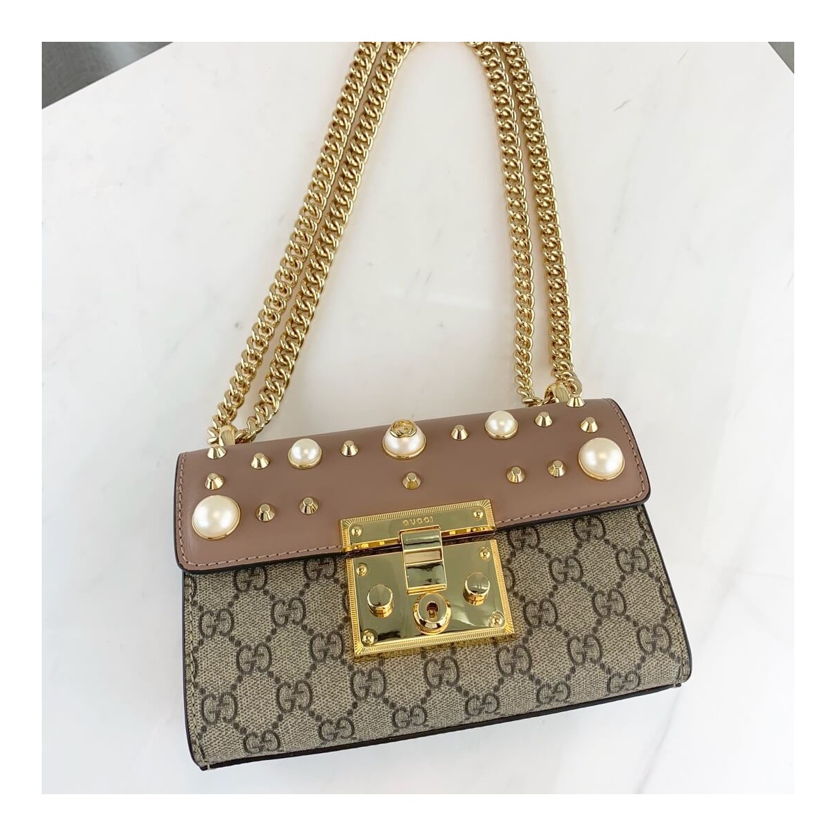 Gucci Padlock Studded GG Supreme Shoulder Bag 432182 Gucci Padlock Studded GG Supreme Shoulder Bag 432182