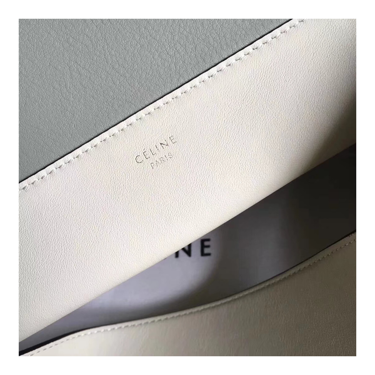Celine Frame Medium Shoulder Bag 180263 White/Light Green Celine Frame Medium Shoulder Bag 180263 White/Light Green