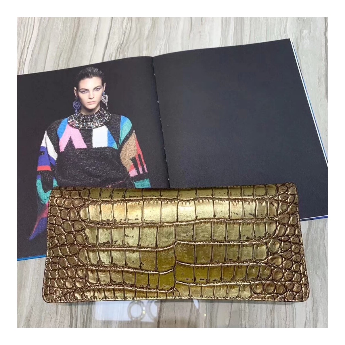 Chanel Metallic Crocodile Embossed Clutch AS0857 Chanel Metallic Crocodile Embossed Clutch AS0857