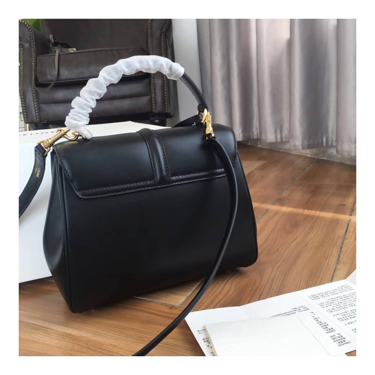 Celine Medium 16 Bag In Satinated Calfskin 187373 Celine Medium 16 Bag In Satinated Calfskin 187373
