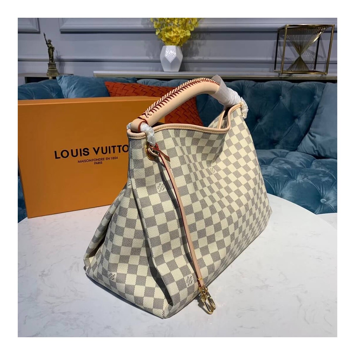Louis Vuitton Damier Azur Canvas Artsy MM N40253 Louis Vuitton Damier Azur Canvas Artsy MM N40253