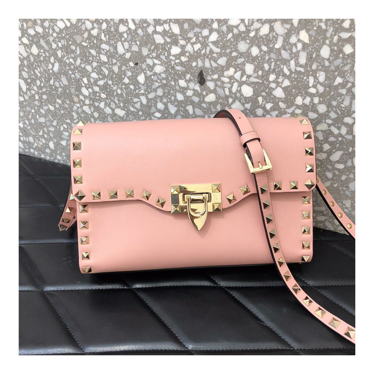 Valentino Garavani Rockstud Calfskin Crossbody Bag 0181 Valentino Garavani Rockstud Calfskin Crossbody Bag 0181