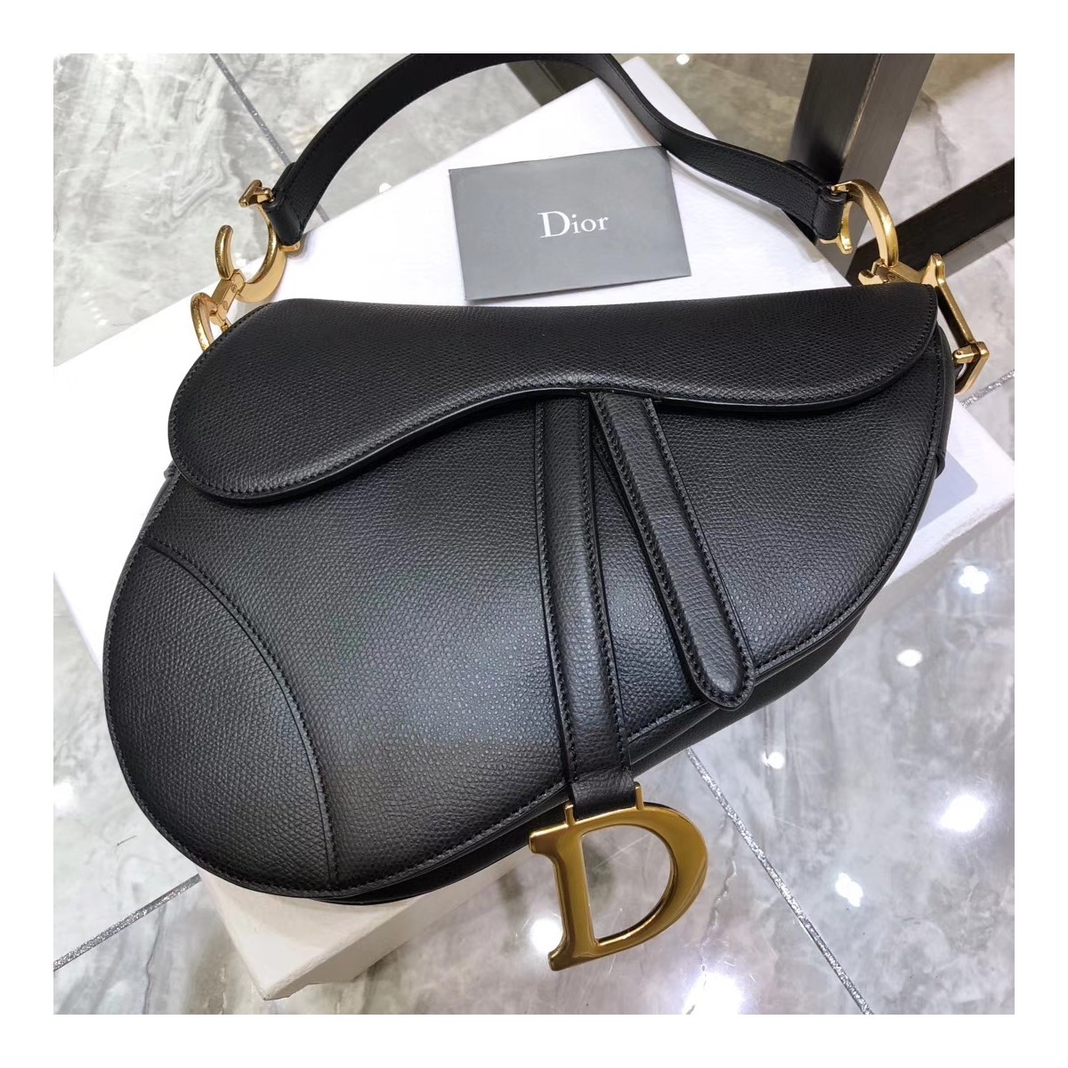 Christian Dior Grained Calfskin Saddle Bag M0446