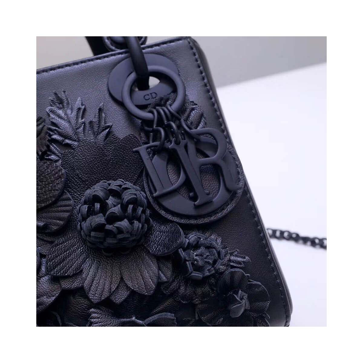Christian Dior Lambskin Embroidered Flowers Mini "Lady Dior" Bag M0565 Christian Dior Lambskin Embroidered Flowers Mini "Lady Dior" Bag M0565