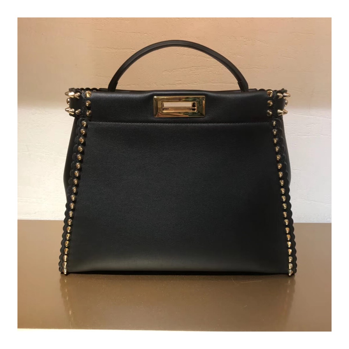 Fendi Peekaboo Medium with Metal-Plated Micro Studs 8BN290 Fendi Peekaboo Medium with Metal-Plated Micro Studs 8BN290