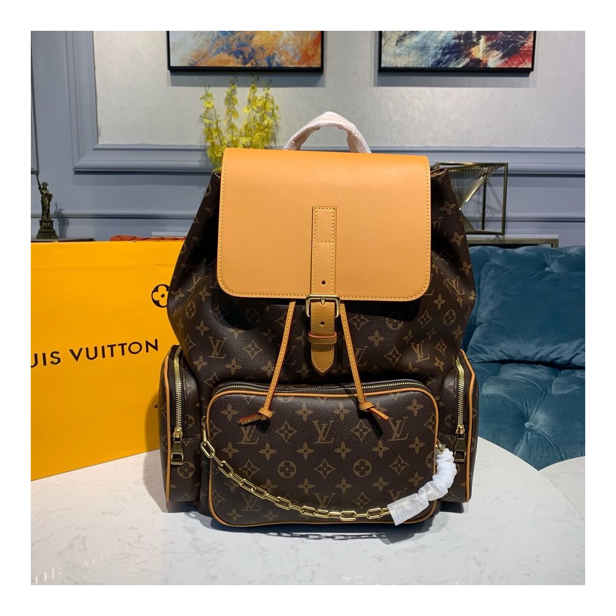 Louis Vuitton Monogram Coated Canvas Backpack Trio M44658 Louis Vuitton Monogram Coated Canvas Backpack Trio M44658