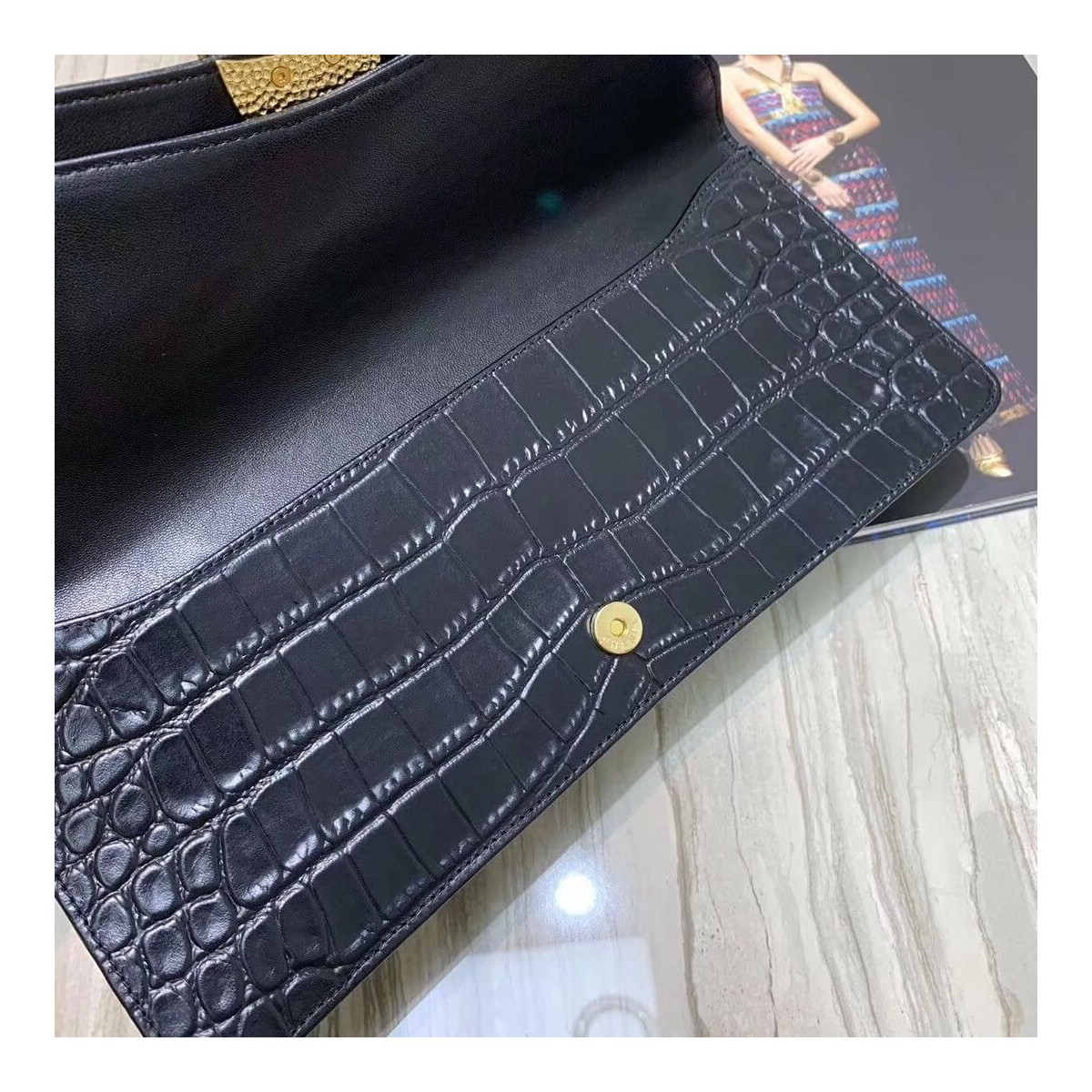 Chanel Metallic Crocodile Embossed Clutch AS0857 Chanel Metallic Crocodile Embossed Clutch AS0857