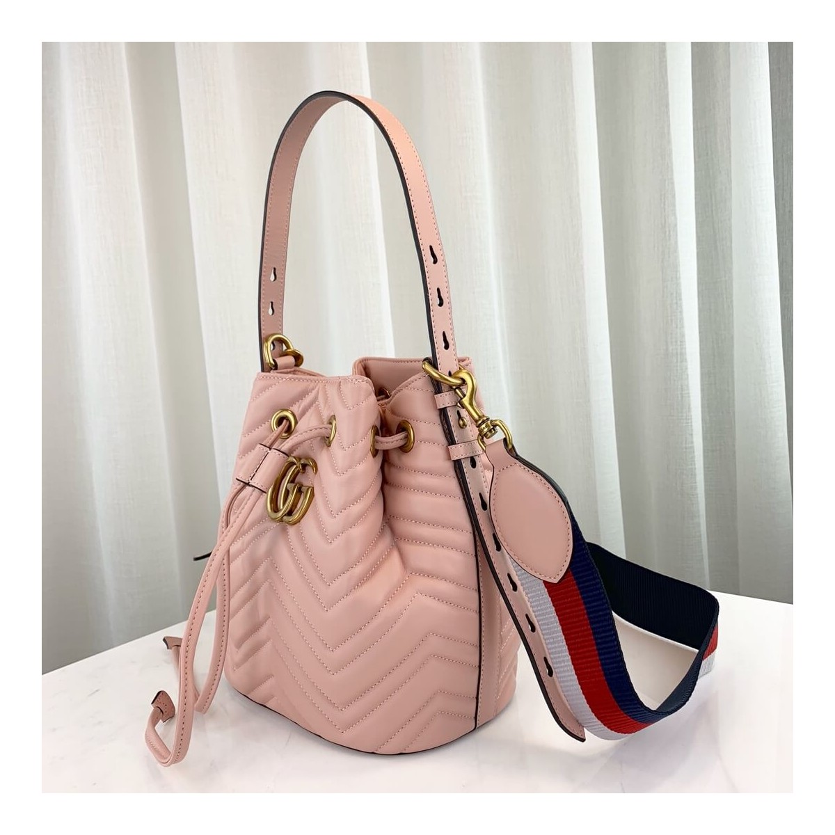 Gucci GG Marmont Quilted Leather Bucket Bag 476674 Gucci GG Marmont Quilted Leather Bucket Bag 476674
