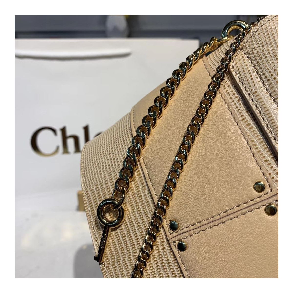 Chloe Small Aby Lock Chain Bag Embossed Lizard Effect S1220 Chloe Small Aby Lock Chain Bag Embossed Lizard Effect S1220