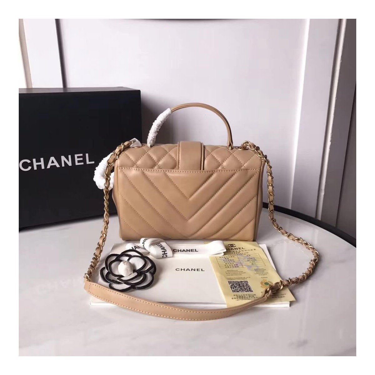 Chanel Calfskin Flap Bag With Top Handle AS0804 Chanel Calfskin Flap Bag With Top Handle AS0804