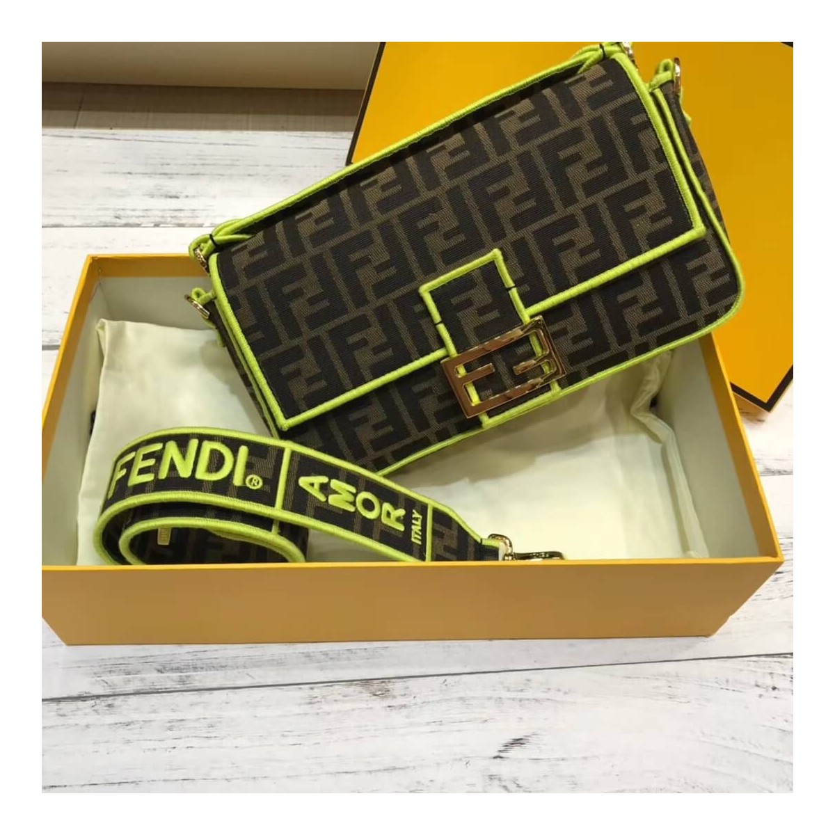Fendi Roma Amor Fabric Baguette Bag 8BR600 Fendi Roma Amor Fabric Baguette Bag 8BR600