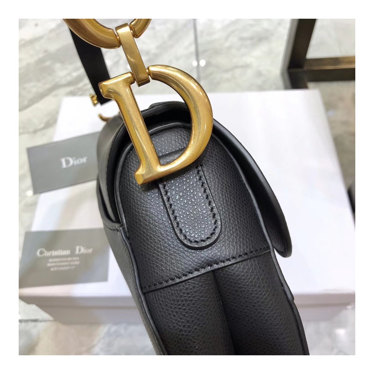 Christian Dior Grained Calfskin Saddle Bag M0446