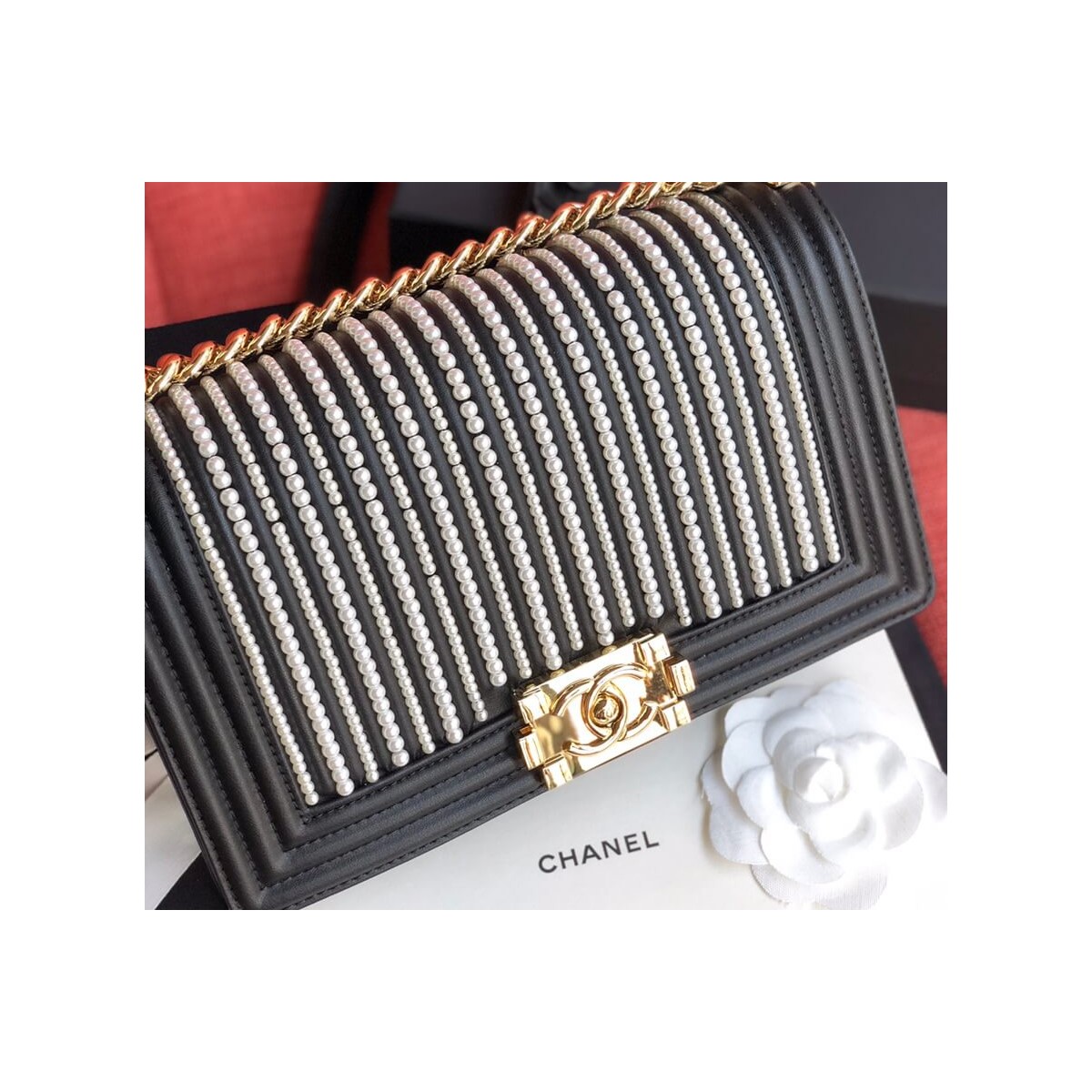 Chanel Imitation Pearls Boy Chanel Handbag A67086 Chanel Imitation Pearls Boy Chanel Handbag A67086