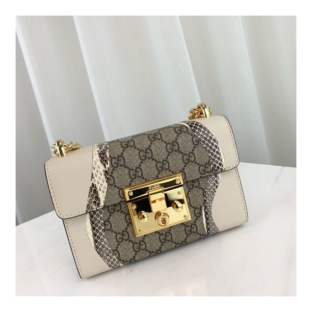 Gucci Padlock Snakeskin Small Shoulder Bag 432182 White Gucci Padlock Snakeskin Small Shoulder Bag 432182 White