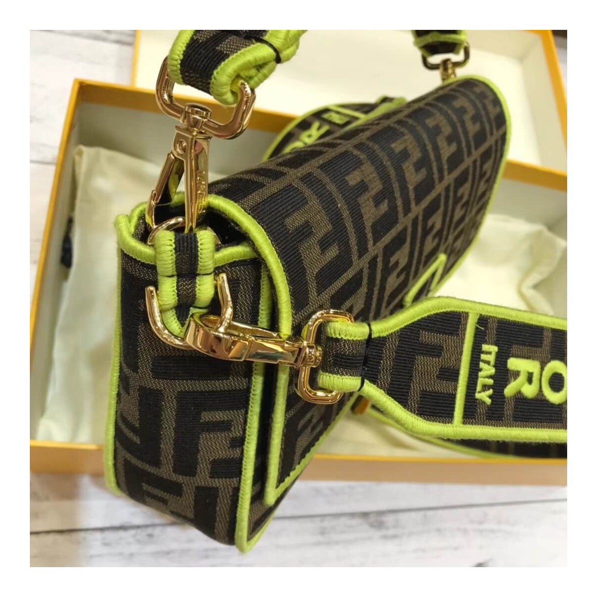 Fendi Roma Amor Fabric Baguette Bag 8BR600 Fendi Roma Amor Fabric Baguette Bag 8BR600