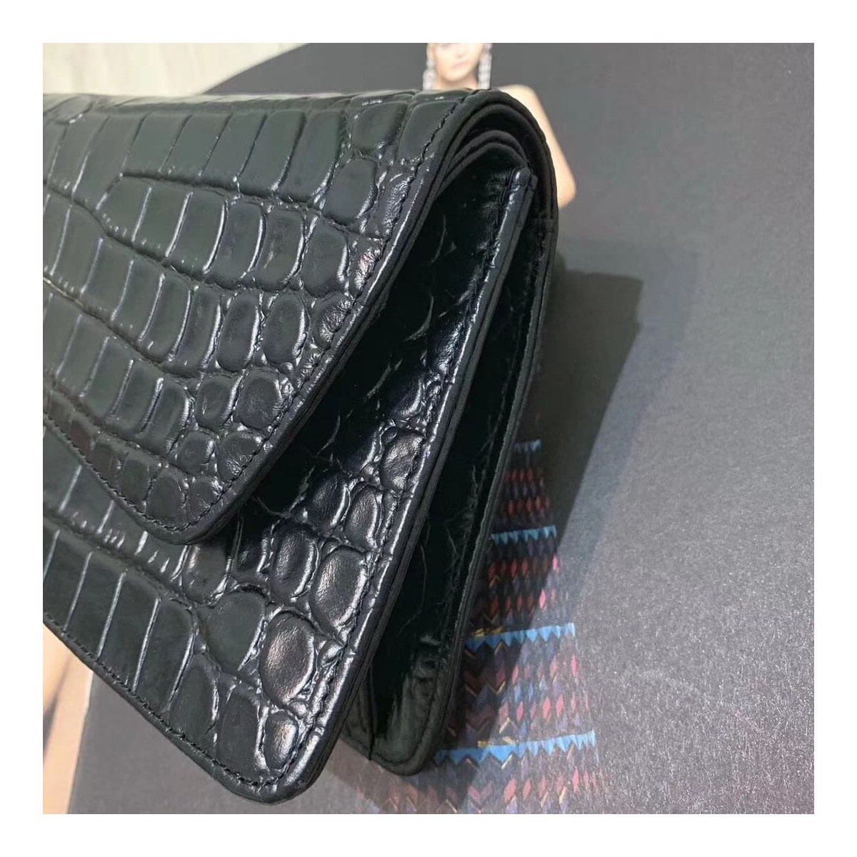 Chanel Metallic Crocodile Embossed Clutch AS0857 Chanel Metallic Crocodile Embossed Clutch AS0857