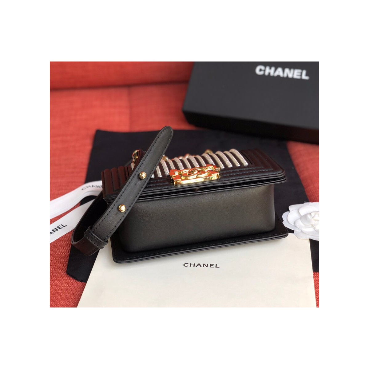 Chanel Imitation Pearls Small Boy Chanel Handbag A67085 Chanel Imitation Pearls Small Boy Chanel Handbag A67085