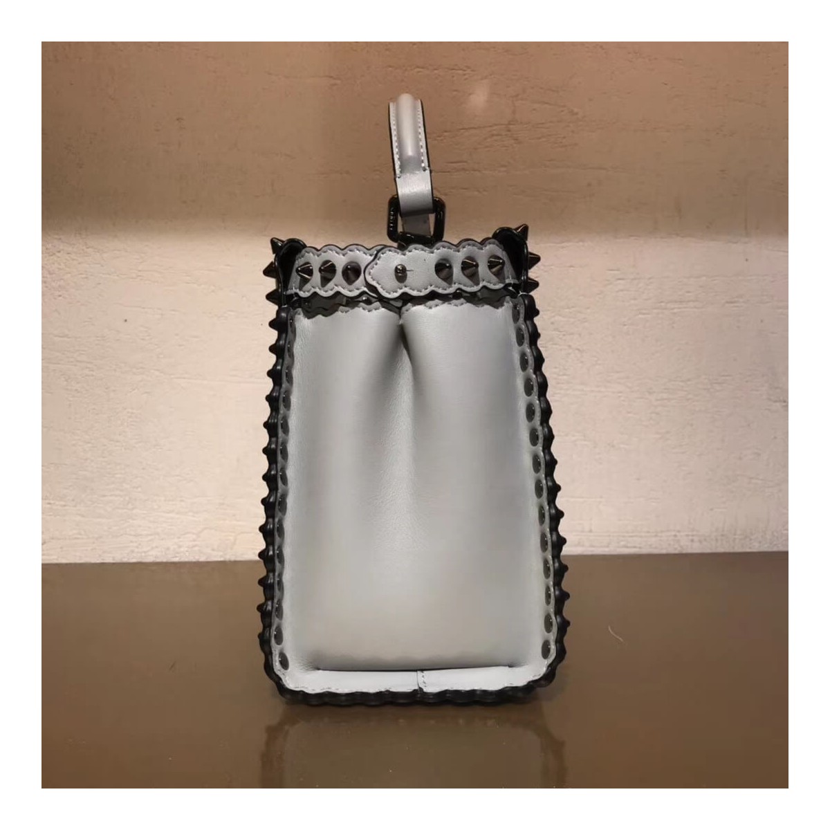 Fendi Peekaboo Mini with Metal-Plated Micro Studs 8BN244 Fendi Peekaboo Mini with Metal-Plated Micro Studs 8BN244