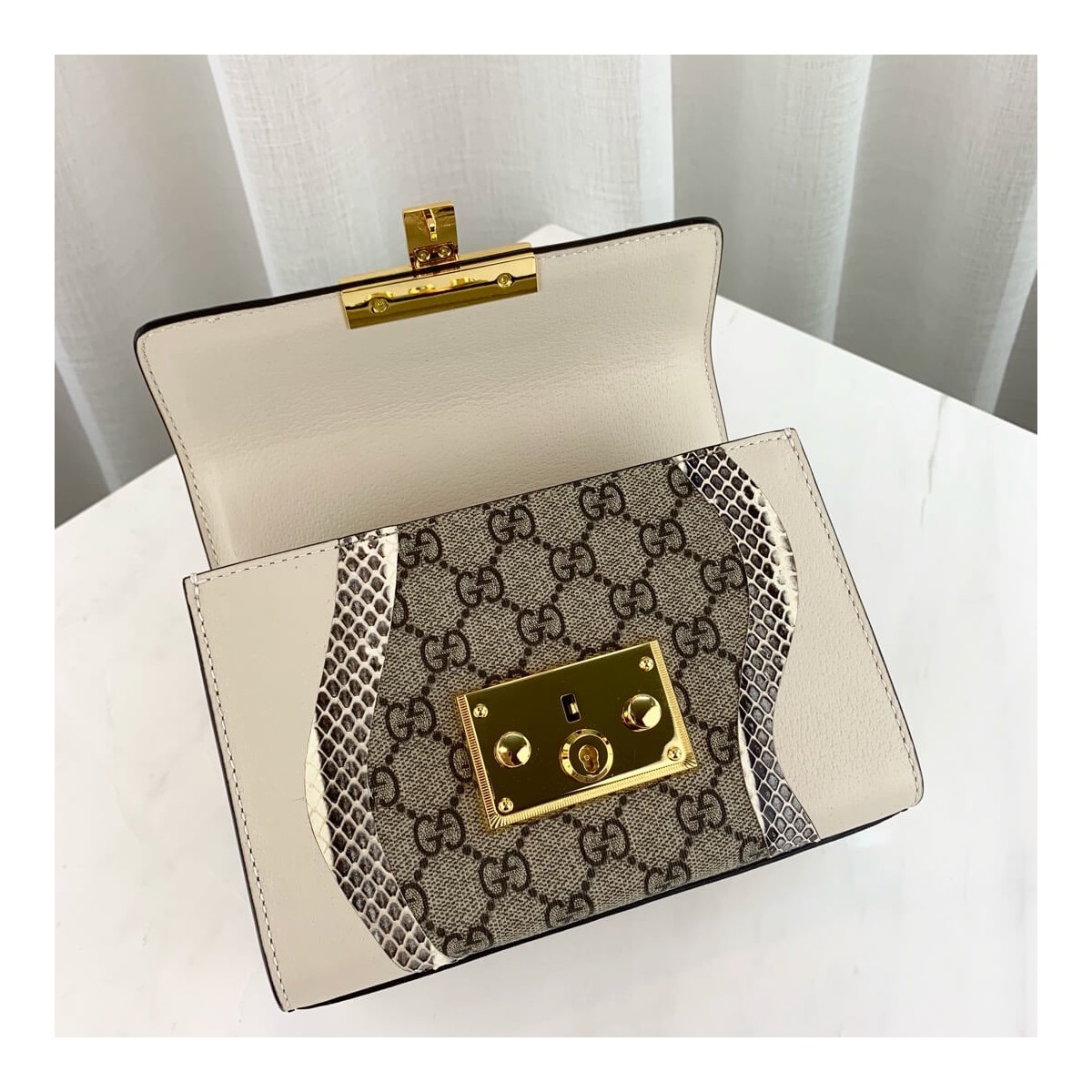 Gucci Padlock Snakeskin Small Shoulder Bag 432182 White Gucci Padlock Snakeskin Small Shoulder Bag 432182 White