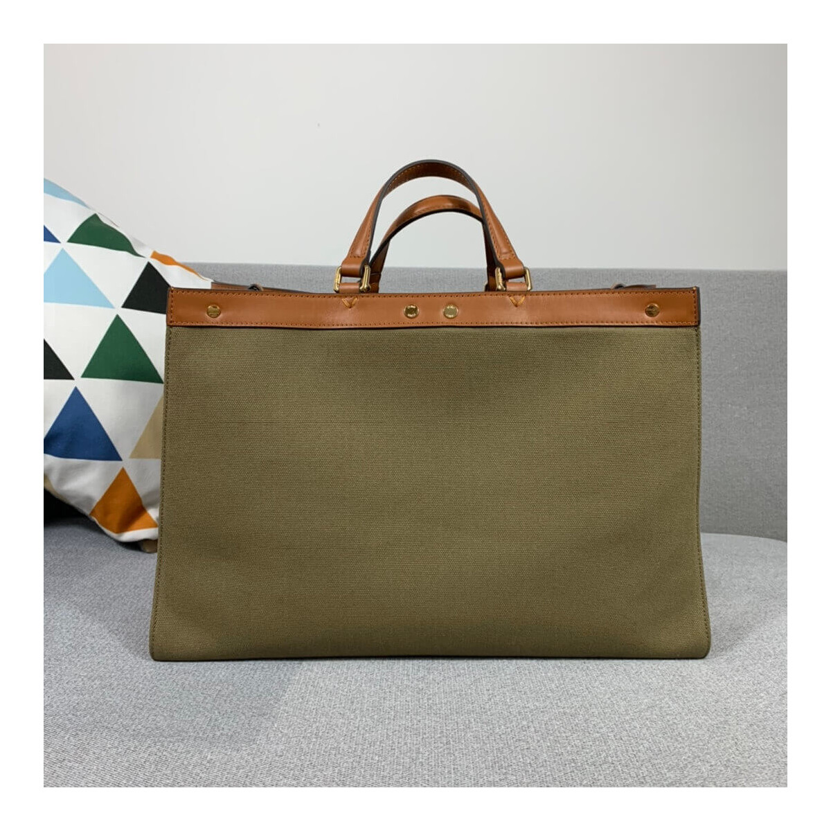 Fendi Peekaboo X Tote in Green Canvas 8BH374 Fendi Peekaboo X Tote in Green Canvas 8BH374