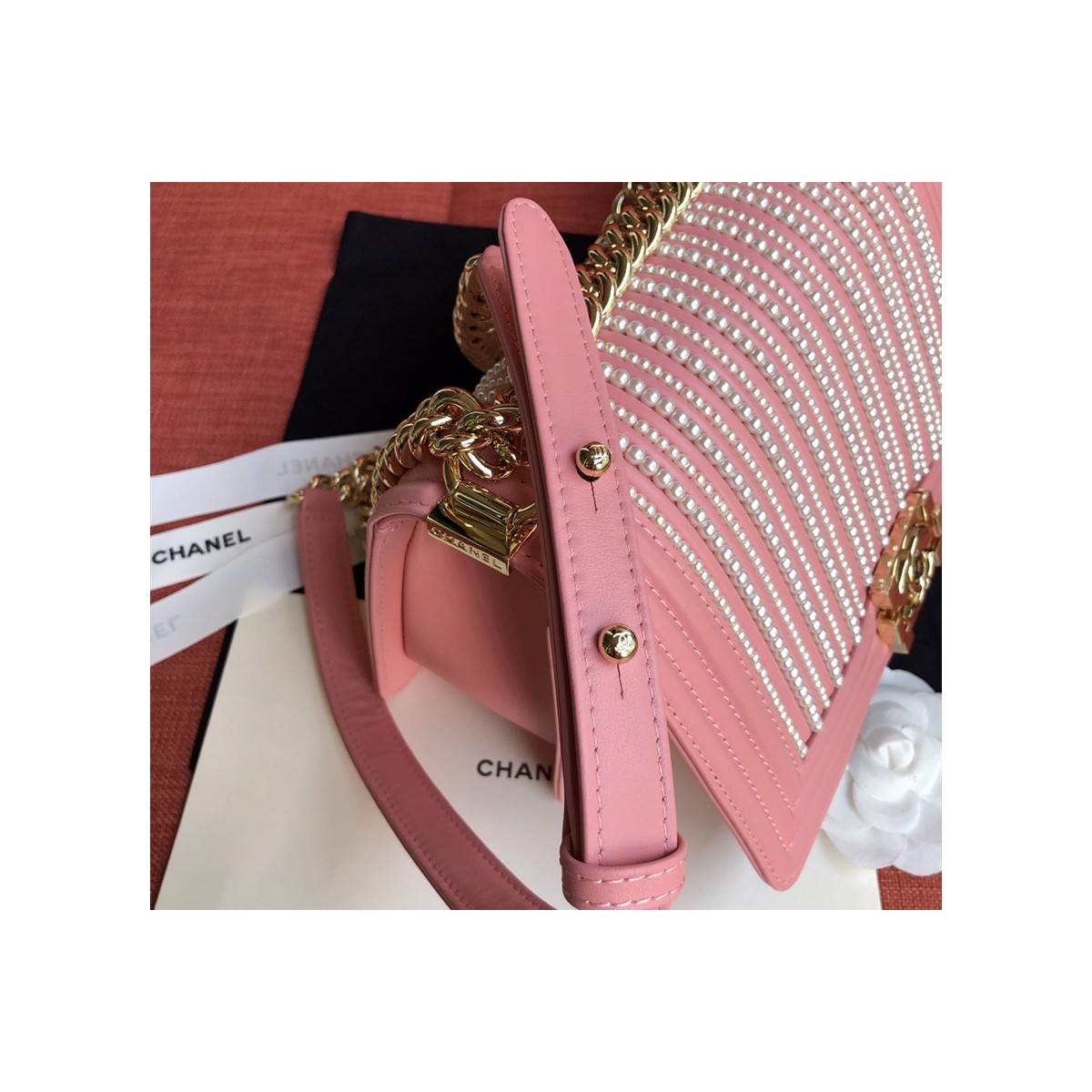 Chanel Imitation Pearls Boy Chanel Handbag A67086 Chanel Imitation Pearls Boy Chanel Handbag A67086