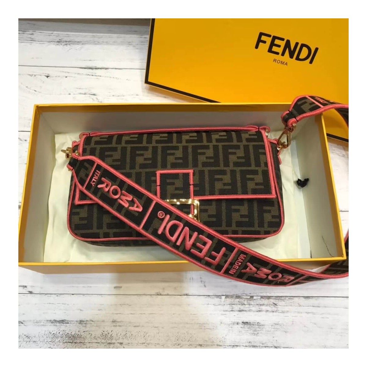 Fendi Roma Amor Fabric Baguette Bag 8BR600 Fendi Roma Amor Fabric Baguette Bag 8BR600