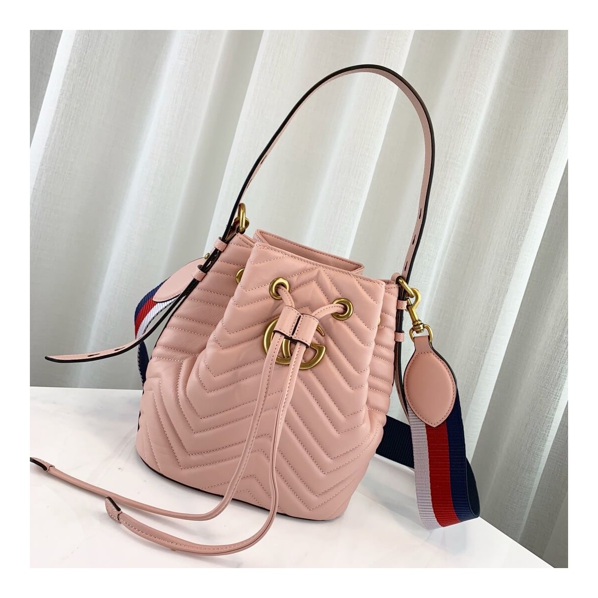 Gucci GG Marmont Quilted Leather Bucket Bag 476674 Gucci GG Marmont Quilted Leather Bucket Bag 476674