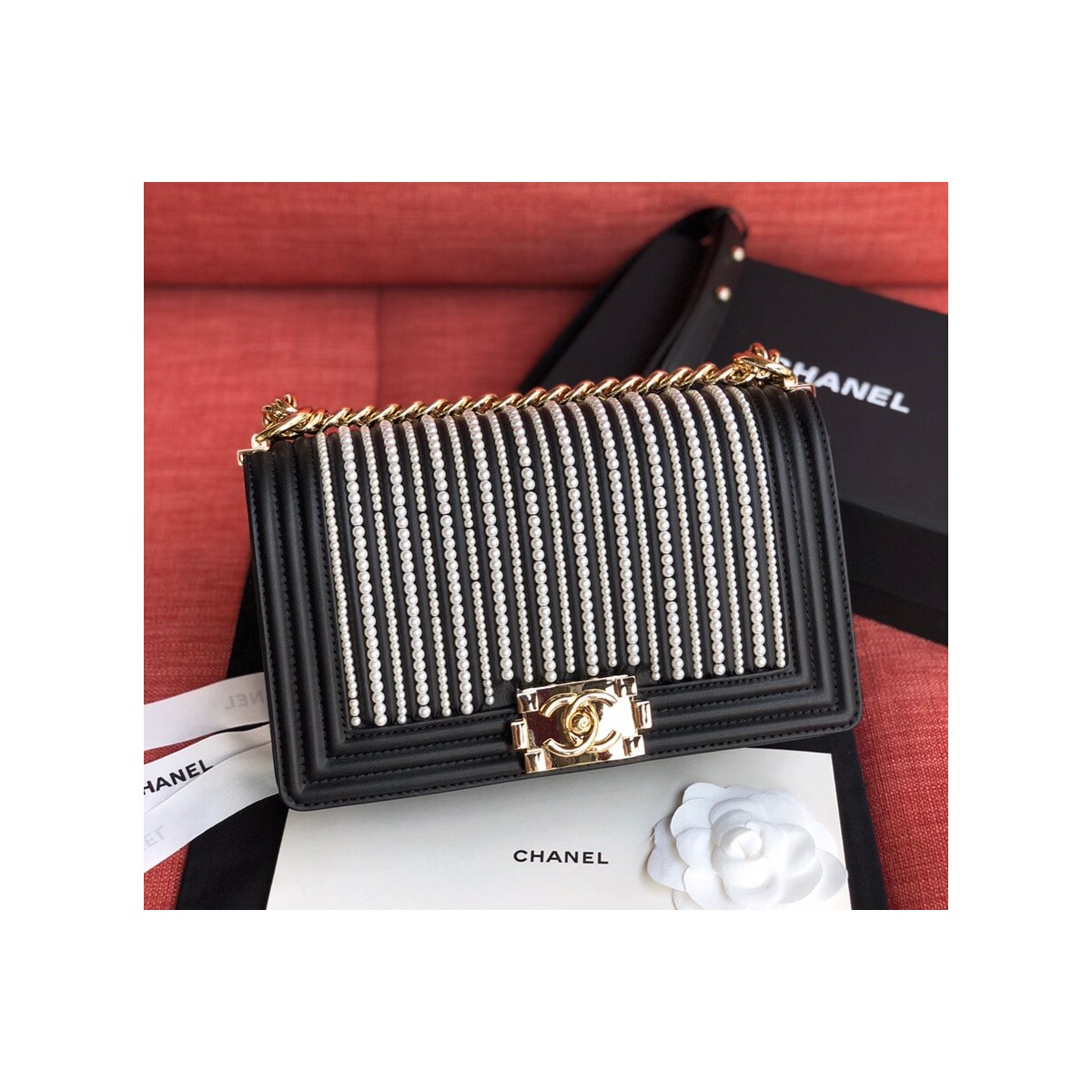 Chanel Imitation Pearls Boy Chanel Handbag A67086 Chanel Imitation Pearls Boy Chanel Handbag A67086