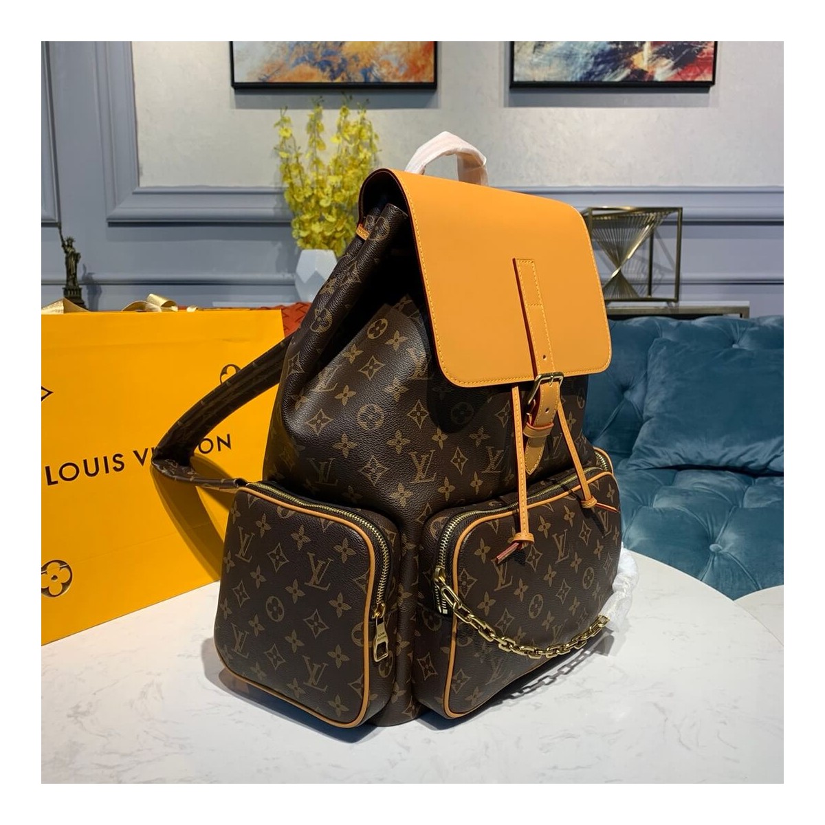 Louis Vuitton Monogram Coated Canvas Backpack Trio M44658 Louis Vuitton Monogram Coated Canvas Backpack Trio M44658