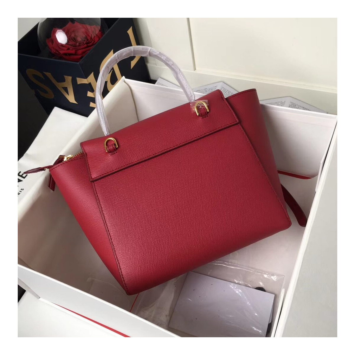 Celine Micro Belt Bag In Grained Calfskin 189153 Ruby Celine Micro Belt Bag In Grained Calfskin 189153 Ruby