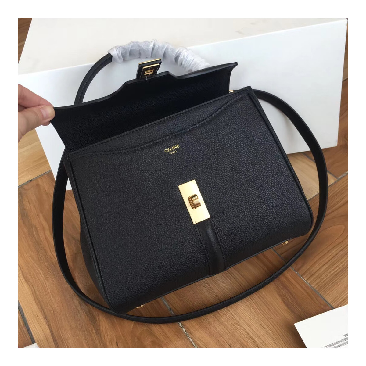Celine Small 16 Bag In Grained Calfskin 188003 Celine Small 16 Bag In Grained Calfskin 188003