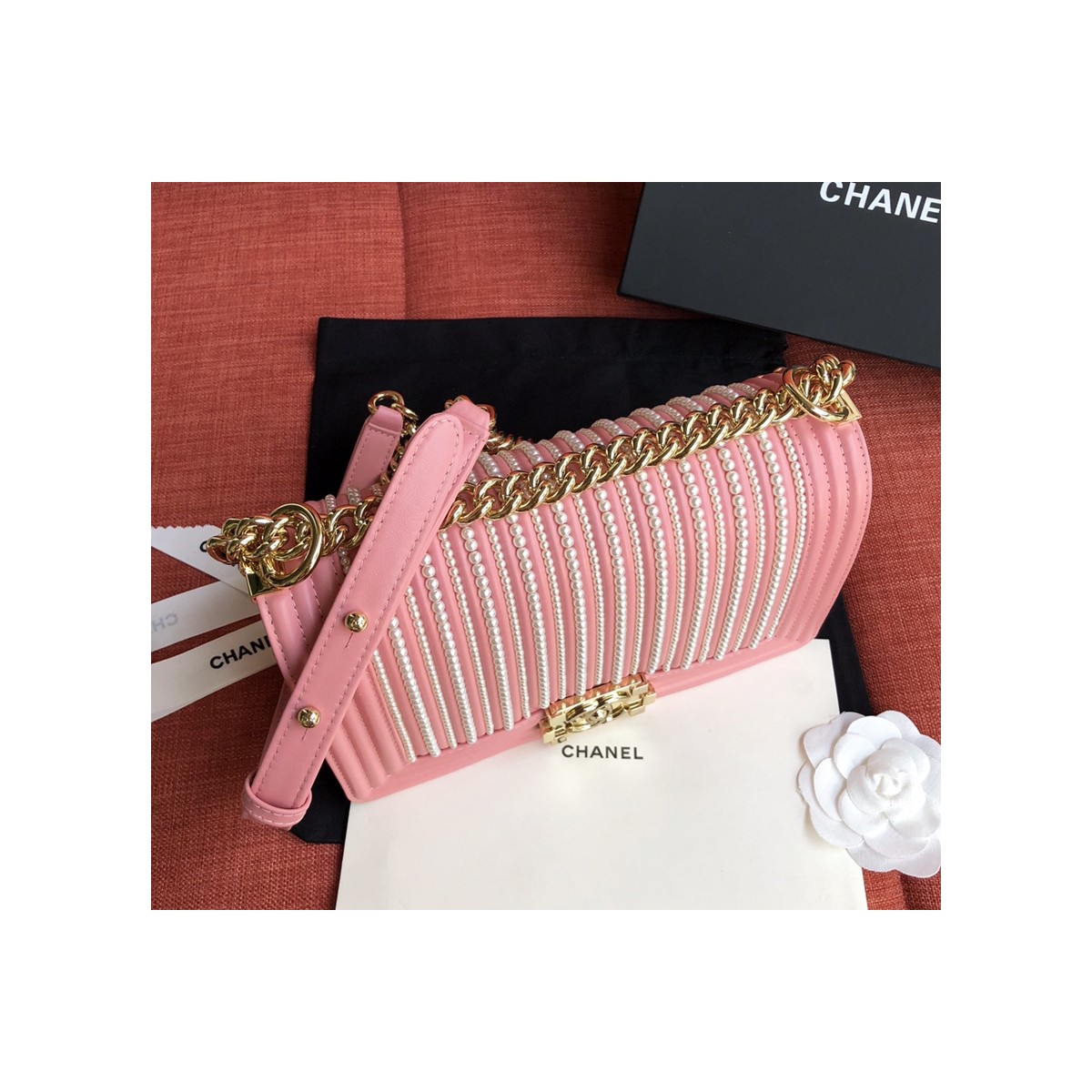 Chanel Imitation Pearls Boy Chanel Handbag A67086 Chanel Imitation Pearls Boy Chanel Handbag A67086