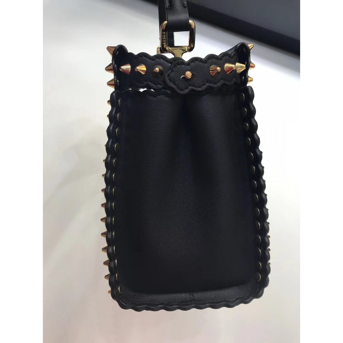 Fendi Peekaboo Mini with Metal-Plated Micro Studs 8BN244 Fendi Peekaboo Mini with Metal-Plated Micro Studs 8BN244