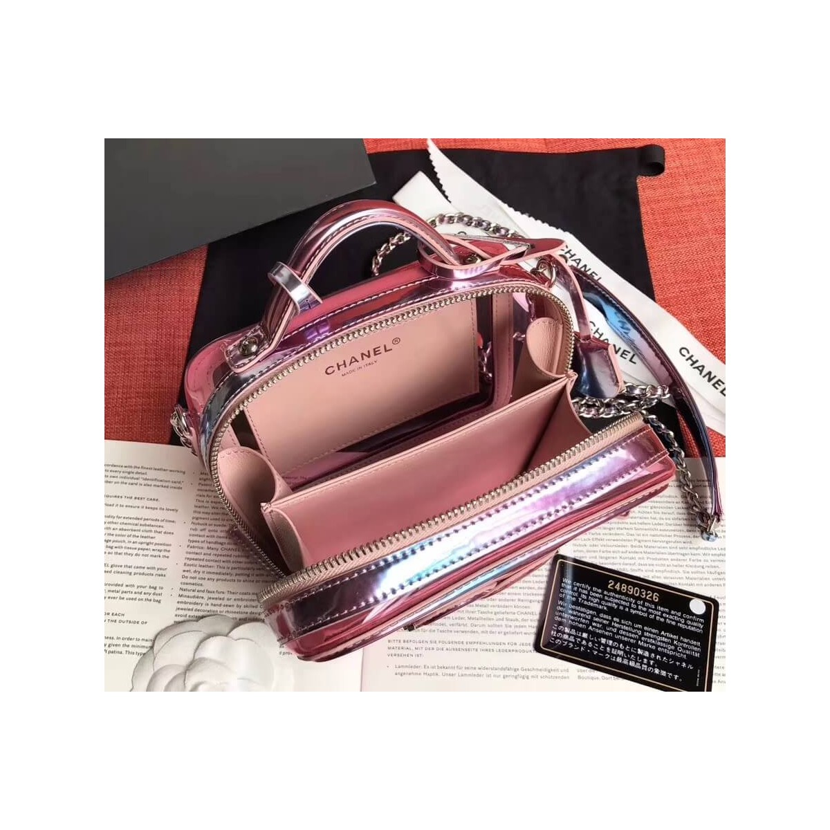 Chanel Vanity Case In Multicolour PVC A93343 Pink Chanel Vanity Case In Multicolour PVC A93343 Pink